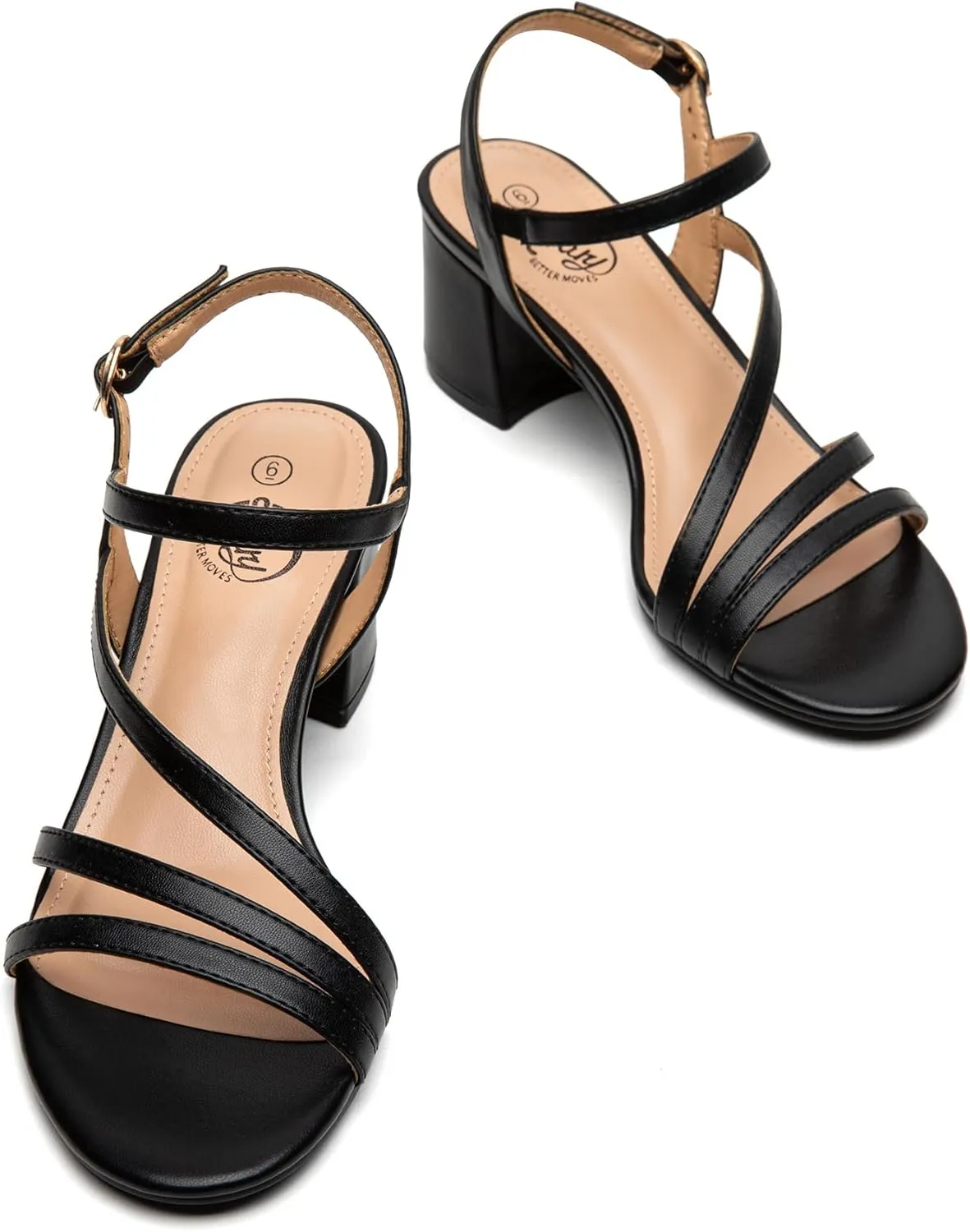Trary Strappy Heels for Women, Sandals Women Dressy, 2.16 inch Low Block Heels for Women