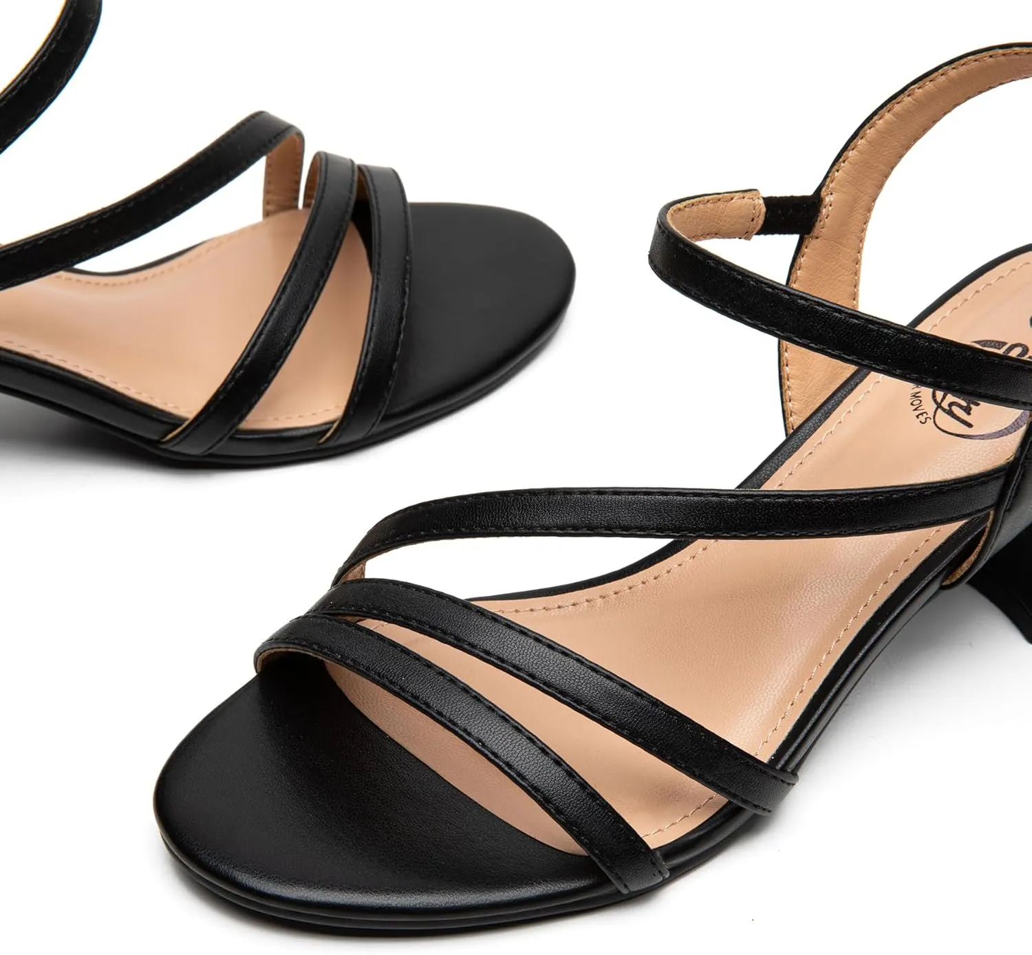 Trary Strappy Heels for Women, Sandals Women Dressy, 2.16 inch Low Block Heels for Women