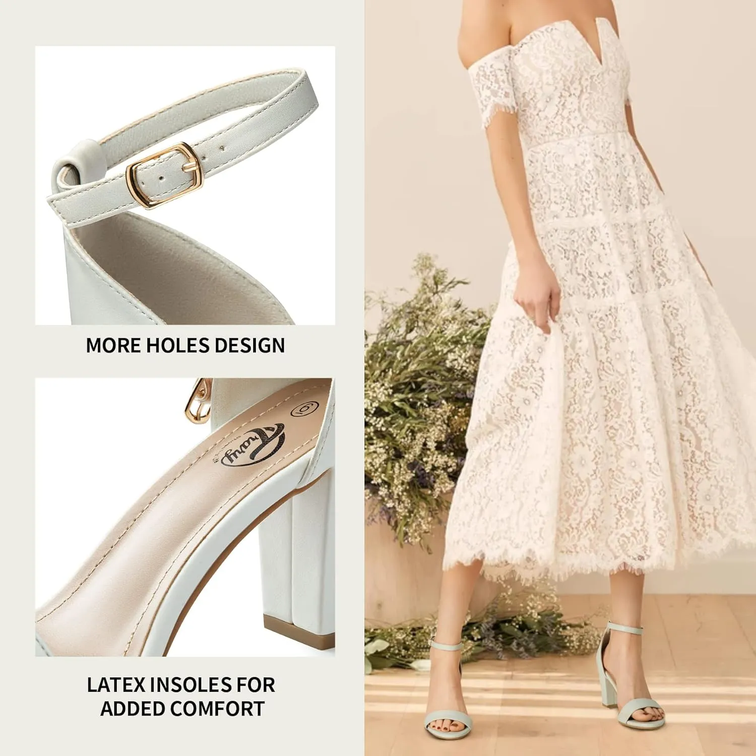 Trary Wedding Shoes for Bride, Heels for Women, Rubber Sole and Insole Provide Excellent Cushion