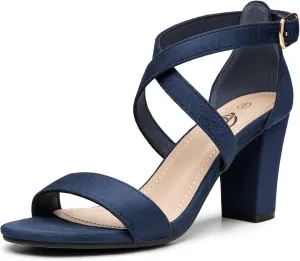 Trary Women's Sandal, White, Block Heel, Ankle Strap, Size 5-11.5, Formal Occasion Attendees