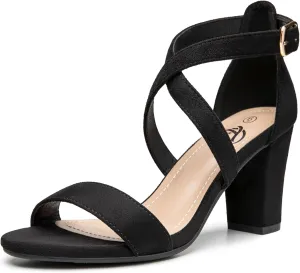 Trary Women's Sandal, White, Block Heel, Ankle Strap, Size 5-11.5, Formal Occasion Attendees