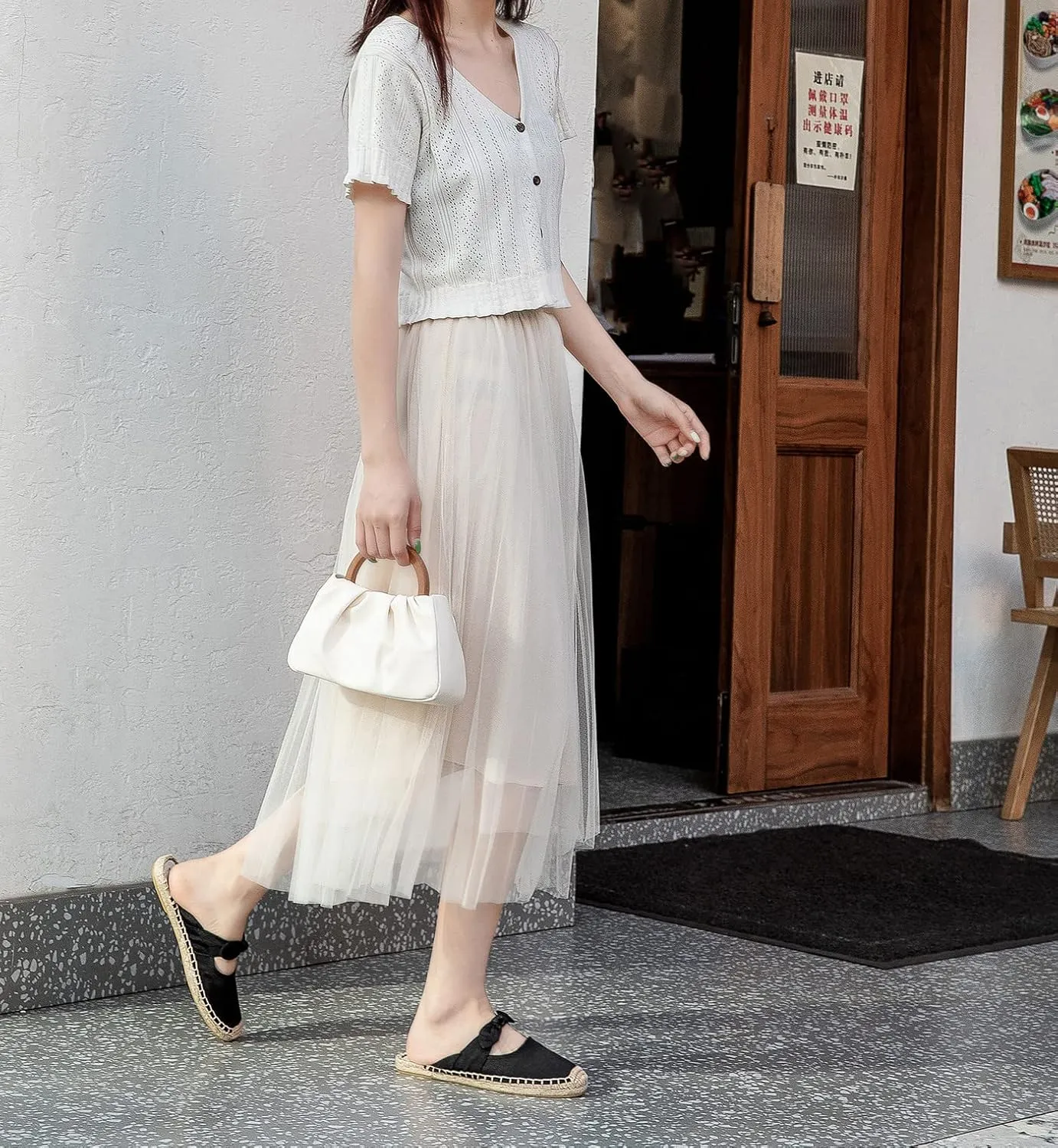 U-lite Women's Casual Bowknot Embellishment Slip-On Flats Loafers Flax Mule Shoes Espadrilles