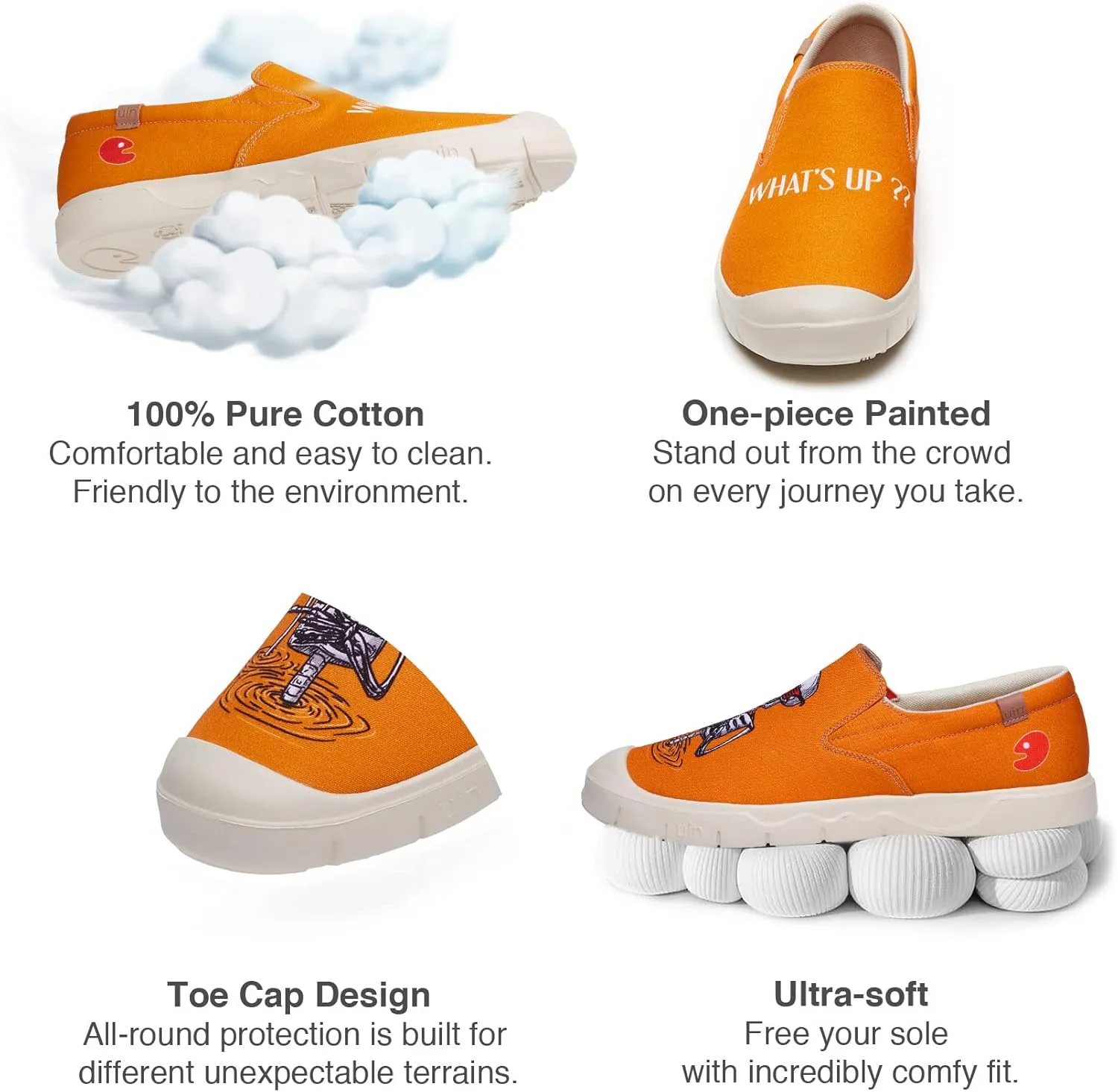UIN Men's Fashion Sneakers Lightweight Walking Casual Slip Ons Comfortable Canvas Art Painted Travel Shoes Cadiz