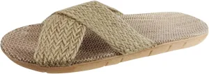 Unisex Flax Slippers Linen Flat House Slippers for Men Women Casual Criss Cross Braid House Shoes Vintage Espadrilles Open Toe Comfortable Slip on Spring Summer Sandals