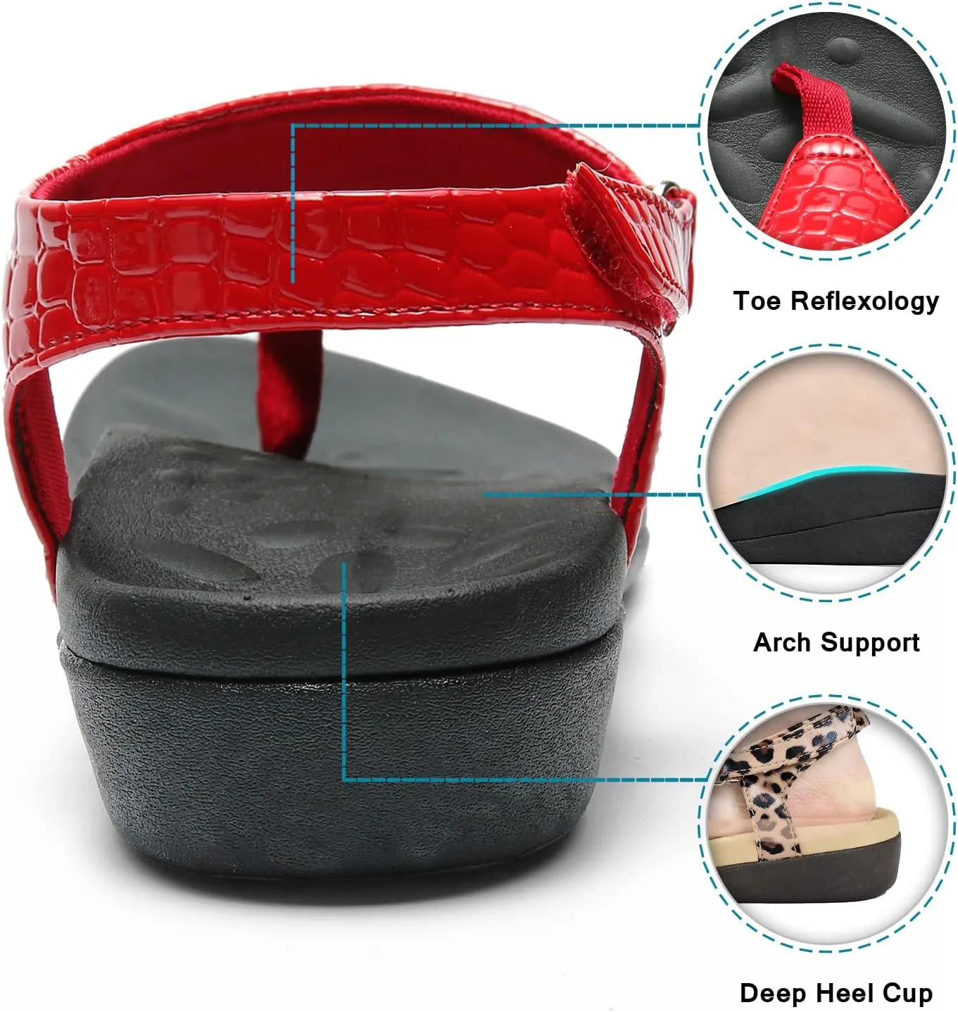 UTENAG Womens Arch Support Sandals Orthotic Adjustable Thong Flip Flops Shoes