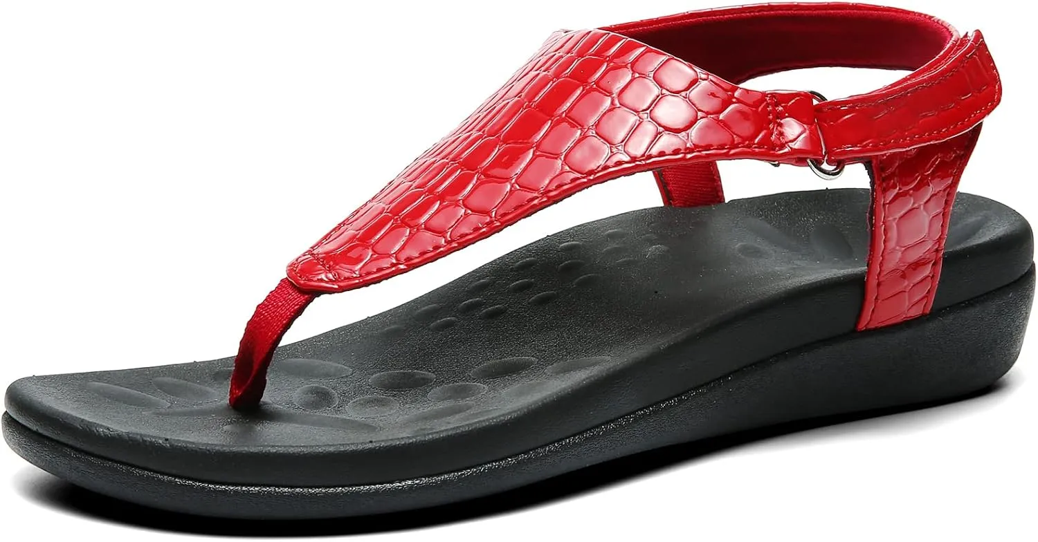 UTENAG Womens Arch Support Sandals Orthotic Adjustable Thong Flip Flops Shoes
