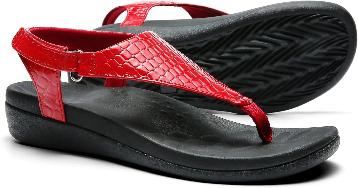UTENAG Womens Arch Support Sandals Orthotic Adjustable Thong Flip Flops Shoes