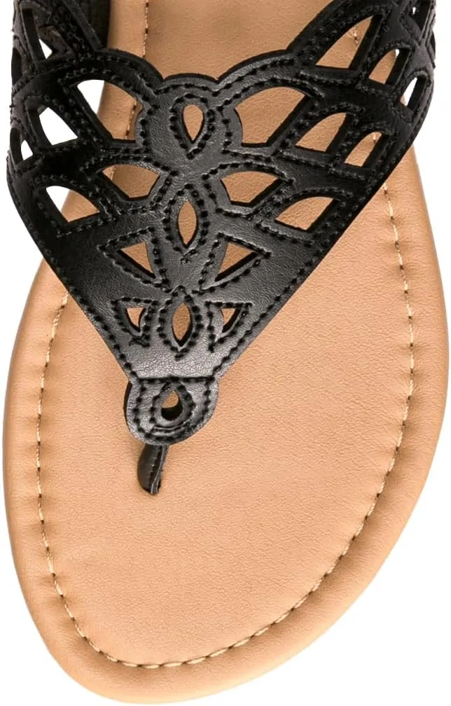 Vanessa Women's Thong Flat Sandals T-Strap Sandals Slip On Gladiator Slide Sandals Summer Beach Flip Flop