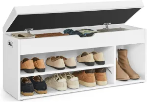 VASAGLE CUSTOS Collection - Storage Bench with Cushion, Shoe Bench, Padded Seat, Hidden Storage, Entryway, Hold up to 300 lb, 11.8 x 39.4 x 17.3 Inches, Cloud White ULHS130W14