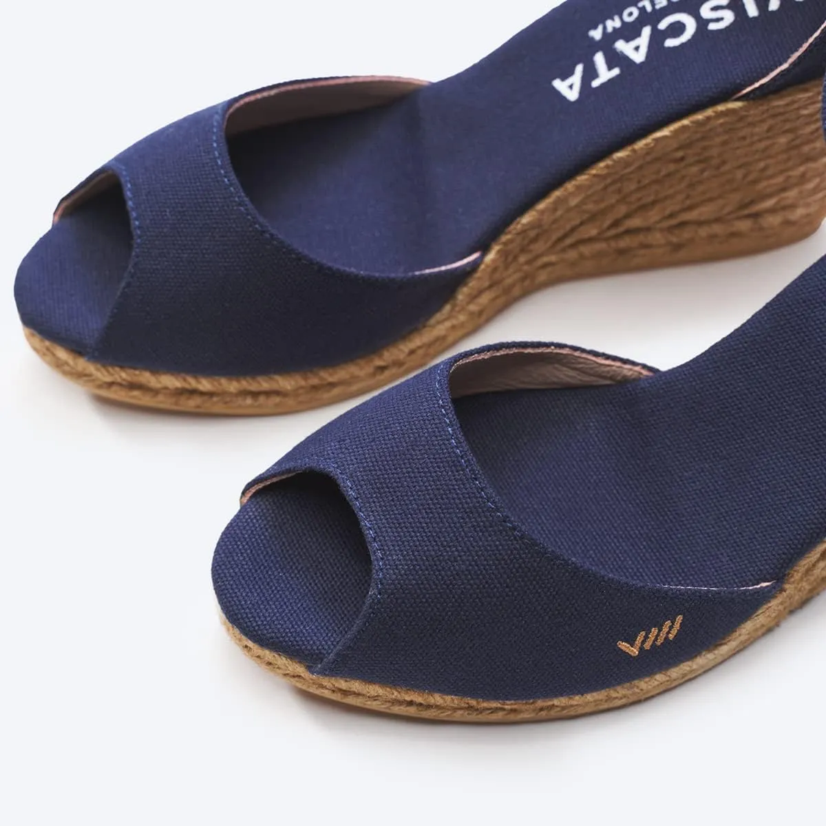 Viscata Aiguafreda Espadrille Canvas Wedges Spain Handmade 3 ½” Heel Women's Open Toe Sandals with Breathable Organic Cotton Canvas and 100% Natural Jute Midsole for all Occasions: Casual, Work, Party