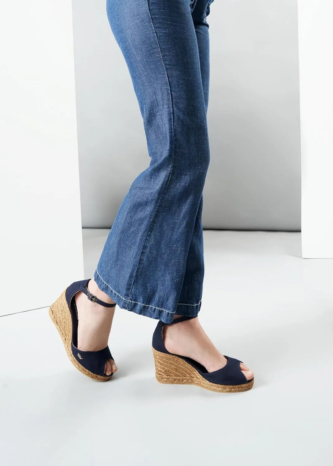 Viscata Aiguafreda Espadrille Canvas Wedges Spain Handmade 3 ½” Heel Women's Open Toe Sandals with Breathable Organic Cotton Canvas and 100% Natural Jute Midsole for all Occasions: Casual, Work, Party