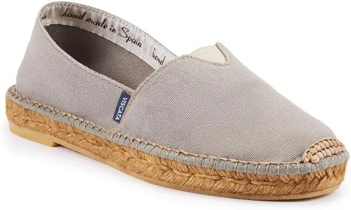 VISCATA Barceloneta Espadrille Canvas Women's Flat Slip On Shoes Handmade in Spain Fashionable Organic Cotton Canvas Lightweight Material with 100% Natural Jute Midsole for All Casual Occasions