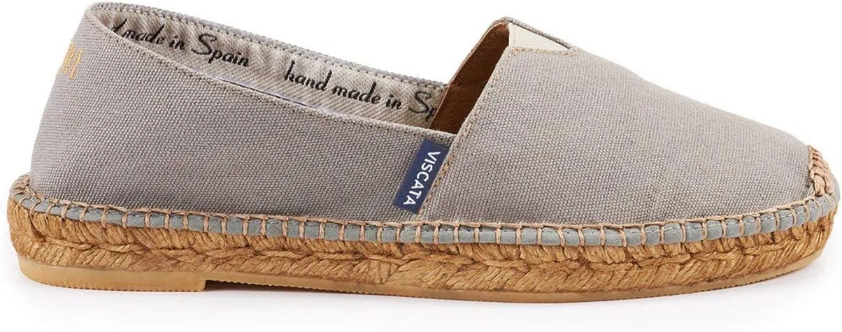 VISCATA Barceloneta Espadrille Canvas Women's Flat Slip On Shoes Handmade in Spain Fashionable Organic Cotton Canvas Lightweight Material with 100% Natural Jute Midsole for All Casual Occasions