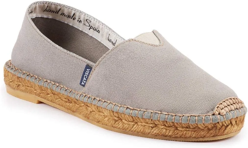 VISCATA Barceloneta Espadrille Canvas Women's Flat Slip On Shoes Handmade in Spain Fashionable Organic Cotton Canvas Lightweight Material with 100% Natural Jute Midsole for All Casual Occasions