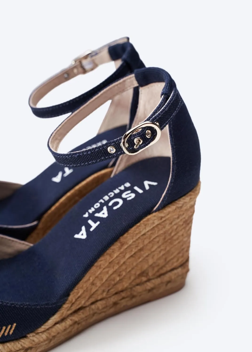 Viscata Estartit Espadrille Canvas Wedges Spain Handmade 3 ½” Heel Women's Sandals with Breathable Organic Cotton Canvas and 100% Natural Jute Midsole for all Occasions: Casual, Work, Party