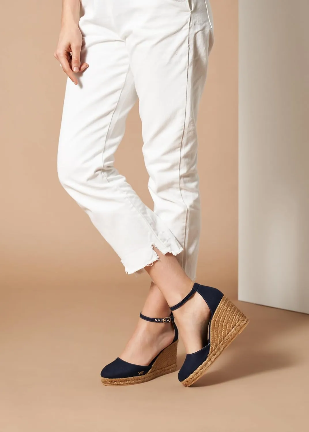 Viscata Estartit Espadrille Canvas Wedges Spain Handmade 3 ½” Heel Women's Sandals with Breathable Organic Cotton Canvas and 100% Natural Jute Midsole for all Occasions: Casual, Work, Party