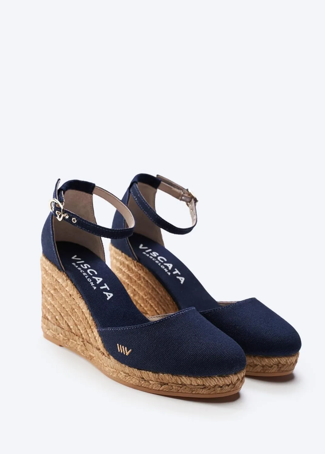 Viscata Estartit Espadrille Canvas Wedges Spain Handmade 3 ½” Heel Women's Sandals with Breathable Organic Cotton Canvas and 100% Natural Jute Midsole for all Occasions: Casual, Work, Party