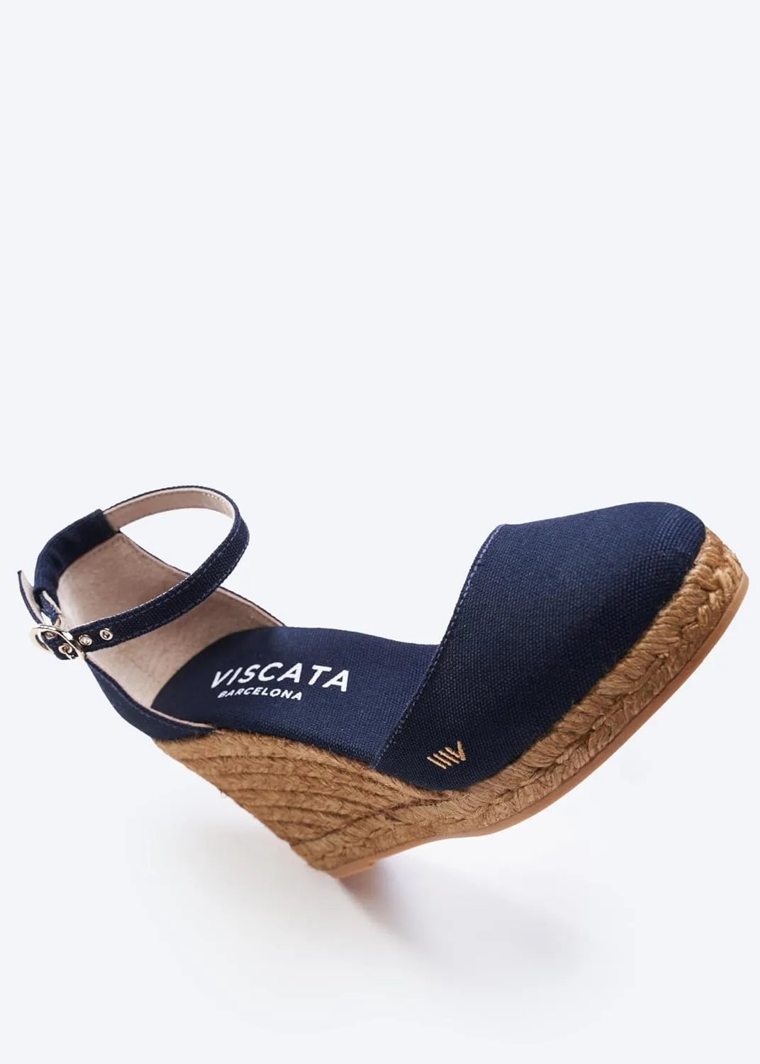 Viscata Estartit Espadrille Canvas Wedges Spain Handmade 3 ½” Heel Women's Sandals with Breathable Organic Cotton Canvas and 100% Natural Jute Midsole for all Occasions: Casual, Work, Party