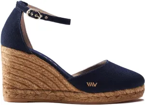 Viscata Estartit Espadrille Canvas Wedges Spain Handmade 3 ½” Heel Women's Sandals with Breathable Organic Cotton Canvas and 100% Natural Jute Midsole for all Occasions: Casual, Work, Party