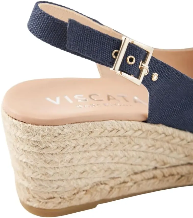 VISCATA Gavina Canvas Slingback Wedge with Ankle Strap Handmade 2 ½” Heel Women's Sandals with Breathable Organic Cotton Canvas and 100% Natural Jute Midsole for all Casual Occasions