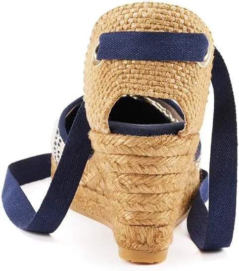 Viscata Sagaro Espadrille Canvas Wedges with Ankle Laces Spain Handmade 2 ½” Heel Women's Sandals with Breathable Organic Cotton Canvas and 100% Natural Jute for all Occasions: Casual, Work, Party