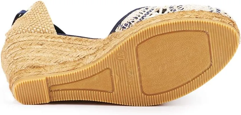 Viscata Sagaro Espadrille Canvas Wedges with Ankle Laces Spain Handmade 2 ½” Heel Women's Sandals with Breathable Organic Cotton Canvas and 100% Natural Jute for all Occasions: Casual, Work, Party