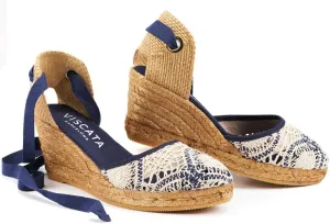 Viscata Sagaro Espadrille Canvas Wedges with Ankle Laces Spain Handmade 2 ½” Heel Women's Sandals with Breathable Organic Cotton Canvas and 100% Natural Jute for all Occasions: Casual, Work, Party