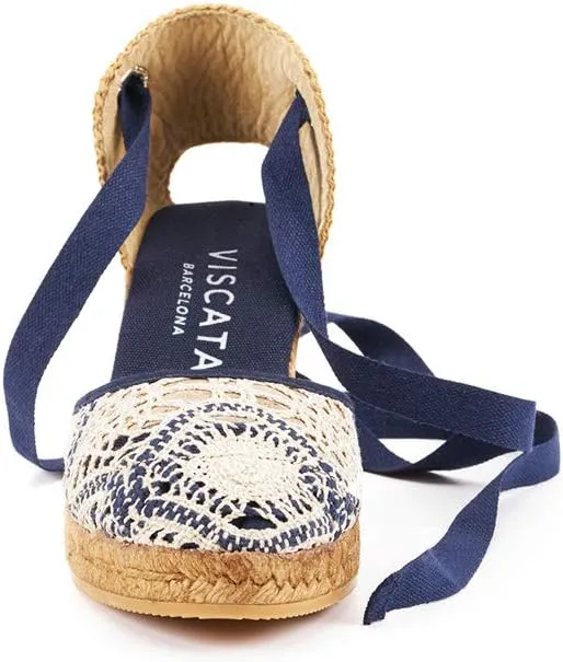 Viscata Sagaro Espadrille Canvas Wedges with Ankle Laces Spain Handmade 2 ½” Heel Women's Sandals with Breathable Organic Cotton Canvas and 100% Natural Jute for all Occasions: Casual, Work, Party