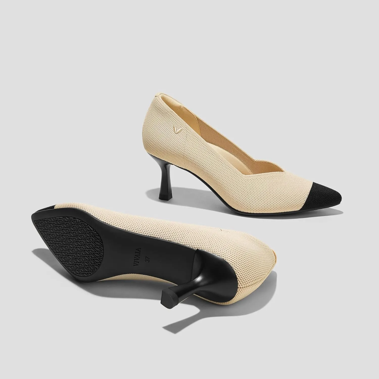 VIVAIA Anna Women's Pumps Mid Heels Pointed Toe Shoes for Women Comfortable Office Work Dress Shoes