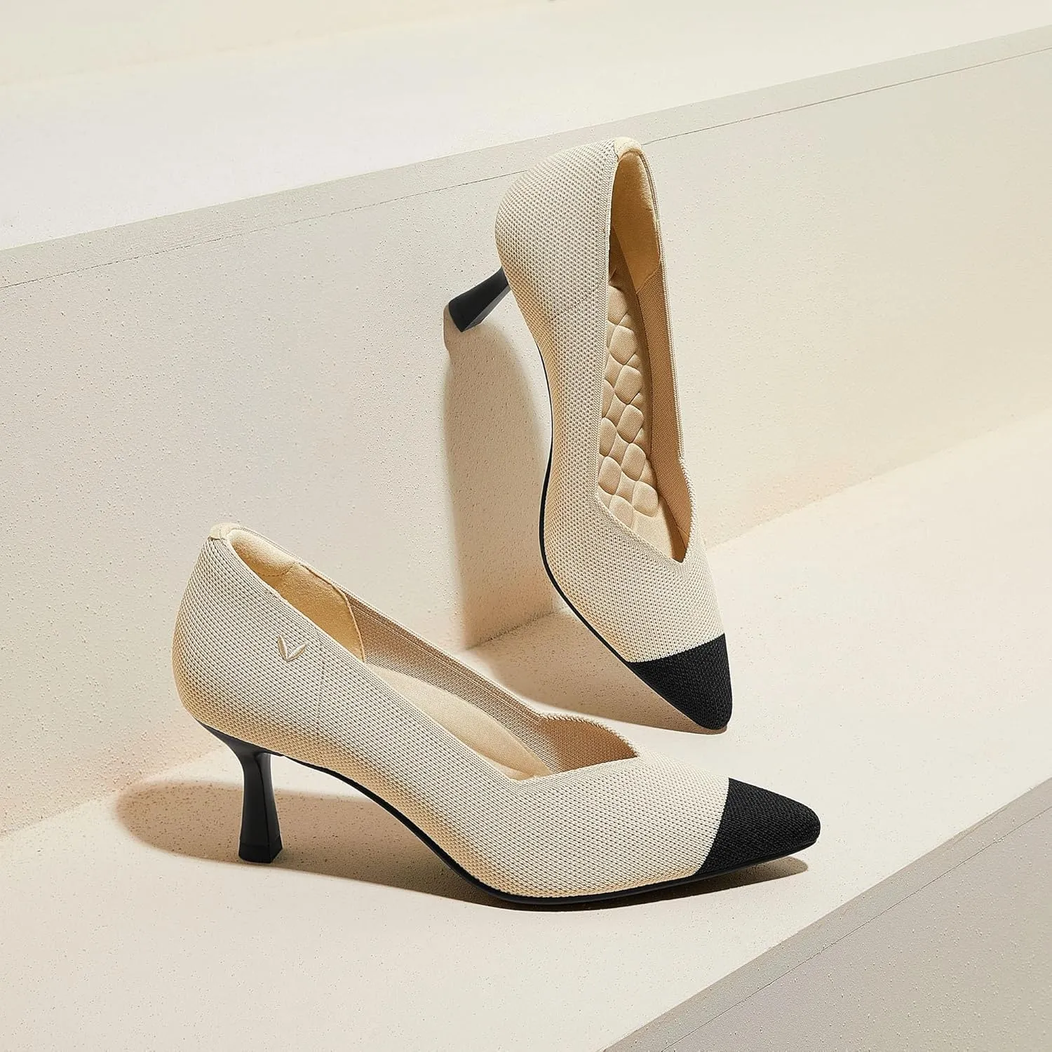 VIVAIA Anna Women's Pumps Mid Heels Pointed Toe Shoes for Women Comfortable Office Work Dress Shoes
