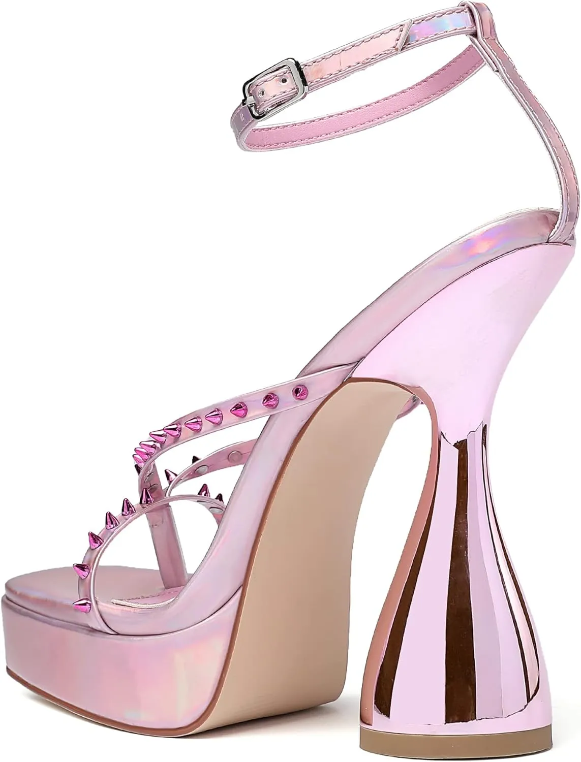 vivianly Women's Square Toe Platform High Heels Ankle Strap Chunky Block Heeled Sandals