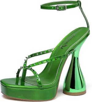 vivianly Women's Square Toe Platform High Heels Ankle Strap Chunky Block Heeled Sandals
