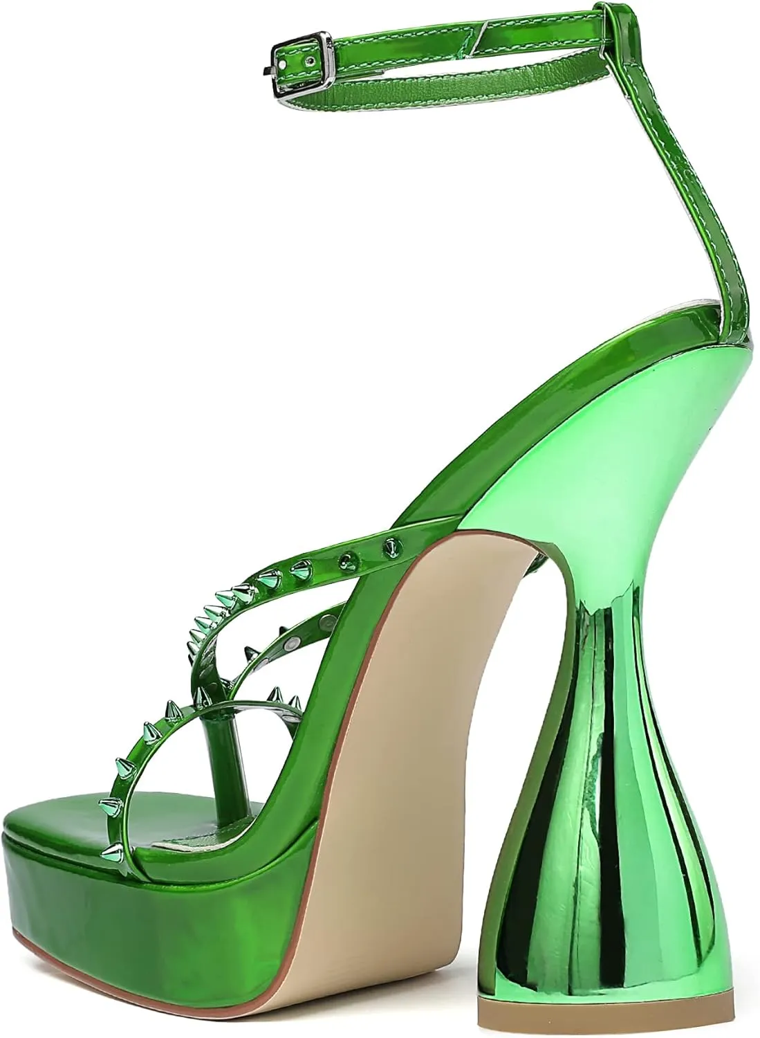 vivianly Women's Square Toe Platform High Heels Ankle Strap Chunky Block Heeled Sandals
