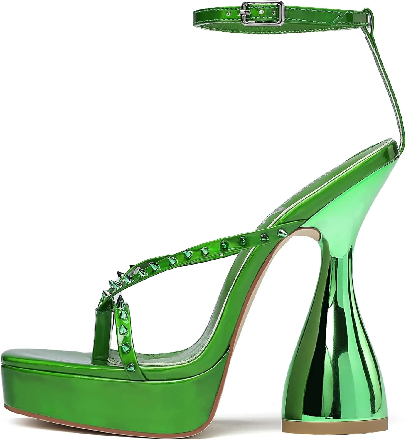 vivianly Women's Square Toe Platform High Heels Ankle Strap Chunky Block Heeled Sandals