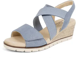 VJH confort Women's Wedge Sandals Stretchy Strap Slip-on Comfortable Causal Summer Shoe