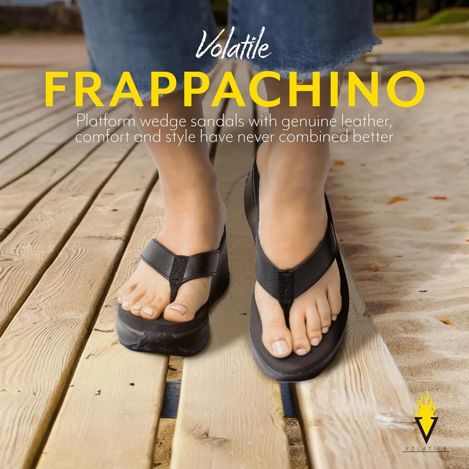 VOLATILE Frappachino Wedge Sandals for Women Featuring Genuine Leather with EVA Insole and Rubber Outsole