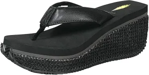 VOLATILE Island Wedge Sandals for Women Featuring Slip-On Thong Platform Style with EVA Insole and Rubber Outsole
