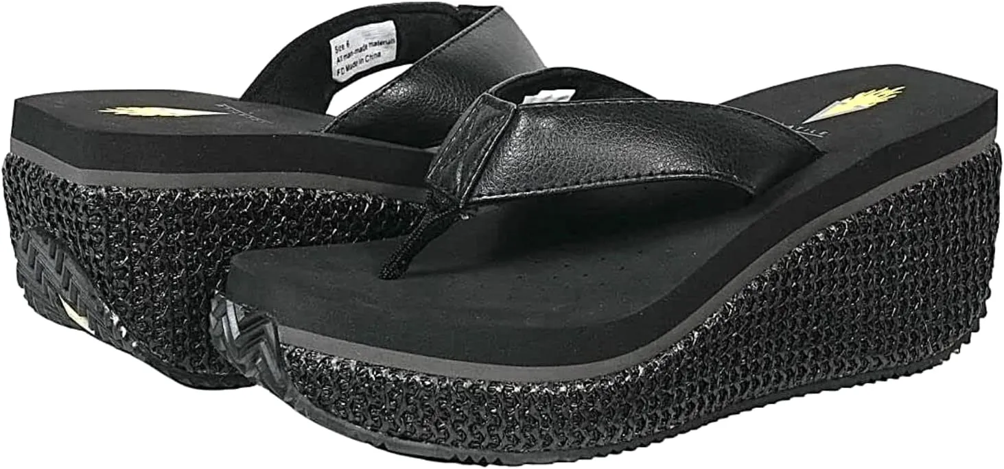 VOLATILE Island Wedge Sandals for Women Featuring Slip-On Thong Platform Style with EVA Insole and Rubber Outsole