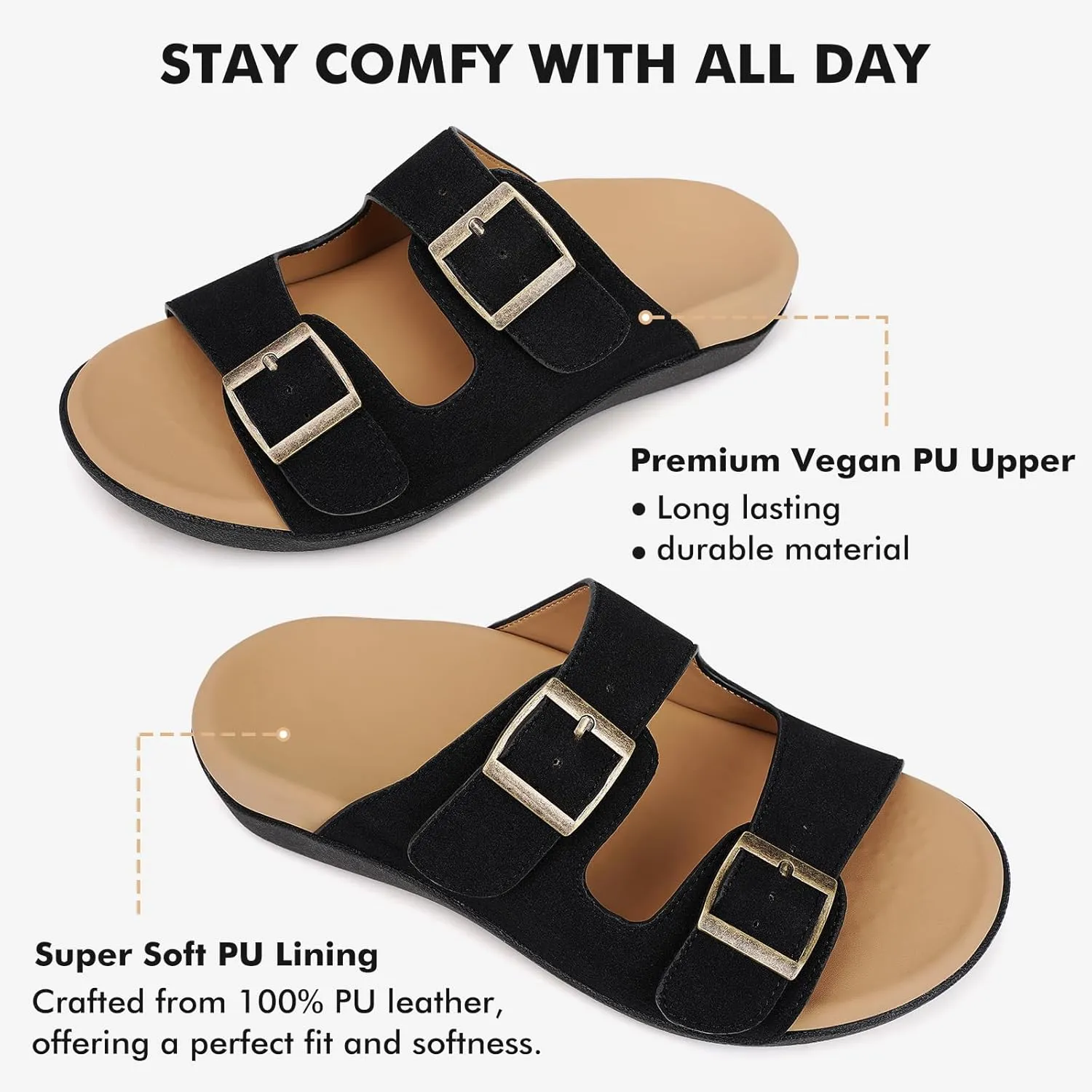 V.Step Orthopedic Slide Sandals with Arch Support Man Women Orthopedic Slippers for Plantar Fasciitis, Orthotic Slippers Sandals with Adjustable Buckle Strap Foot Pain Relief Indoor and Outdoor