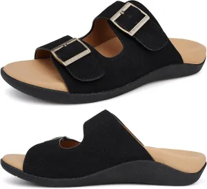 V.Step Orthopedic Slide Sandals with Arch Support Man Women Orthopedic Slippers for Plantar Fasciitis, Orthotic Slippers Sandals with Adjustable Buckle Strap Foot Pain Relief Indoor and Outdoor
