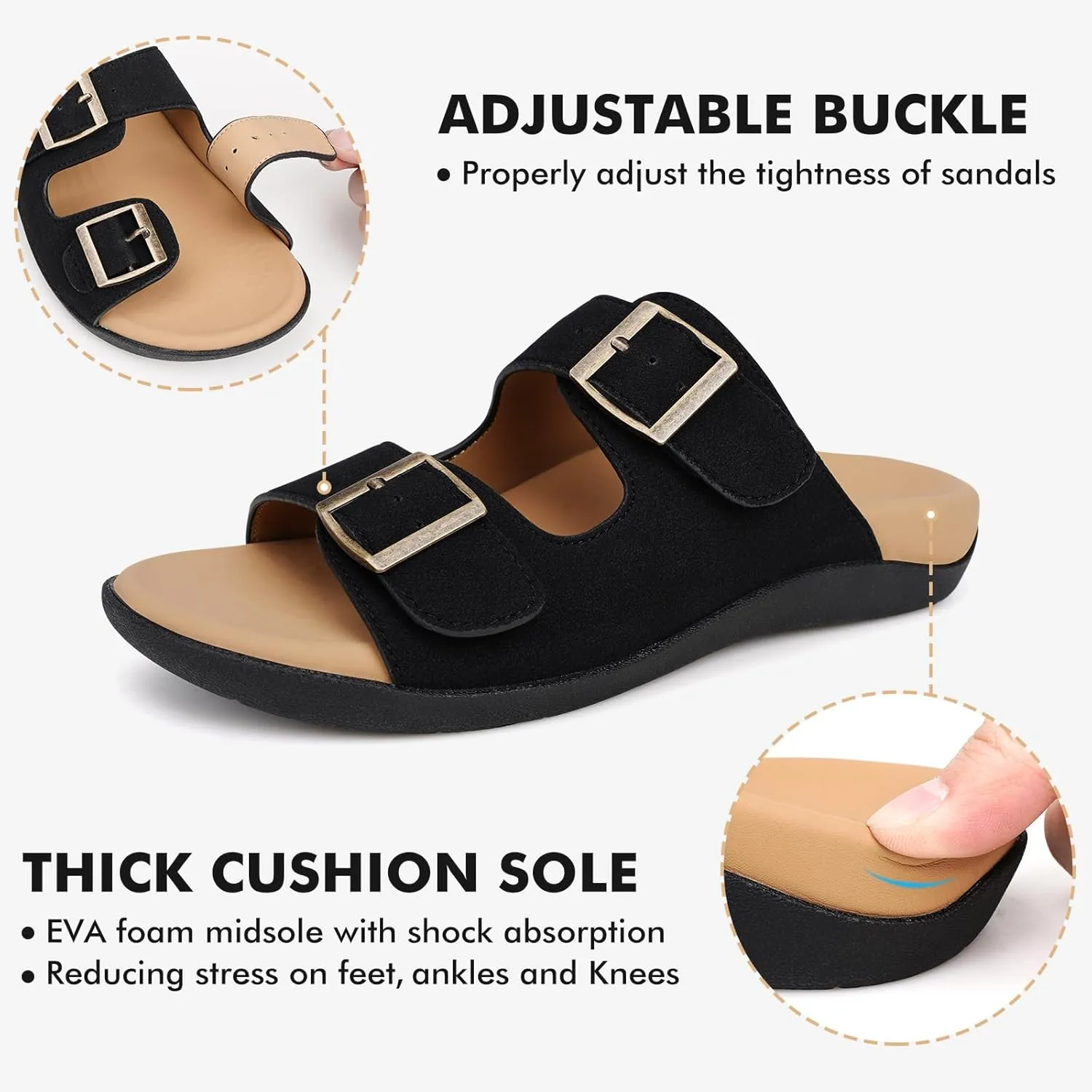 V.Step Orthopedic Slide Sandals with Arch Support Man Women Orthopedic Slippers for Plantar Fasciitis, Orthotic Slippers Sandals with Adjustable Buckle Strap Foot Pain Relief Indoor and Outdoor