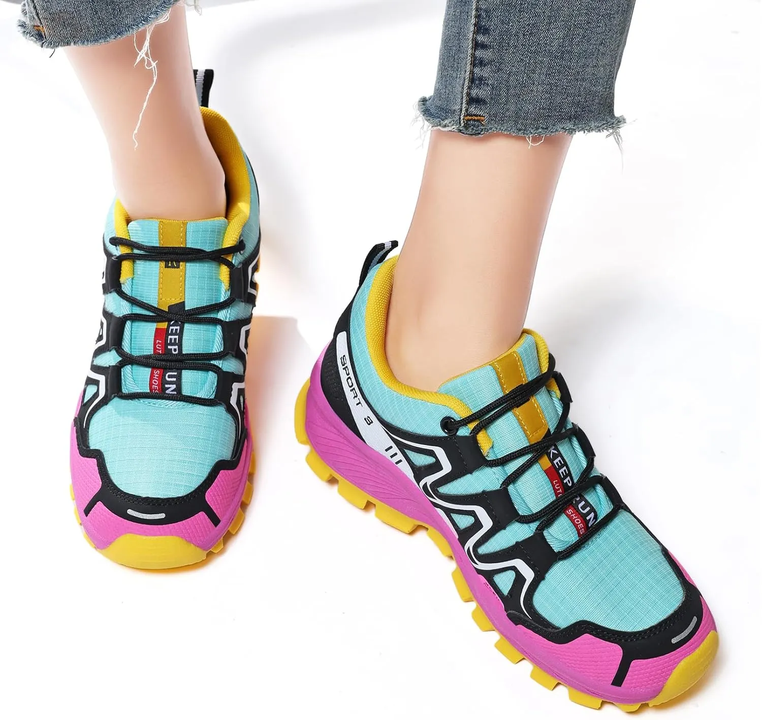 Waterproof Hiking Shoes Women Comfortable Lightweight Non-Slip Trekking Boots Fashion Walking Shoes for Women Tennis Outdoor Sneakers