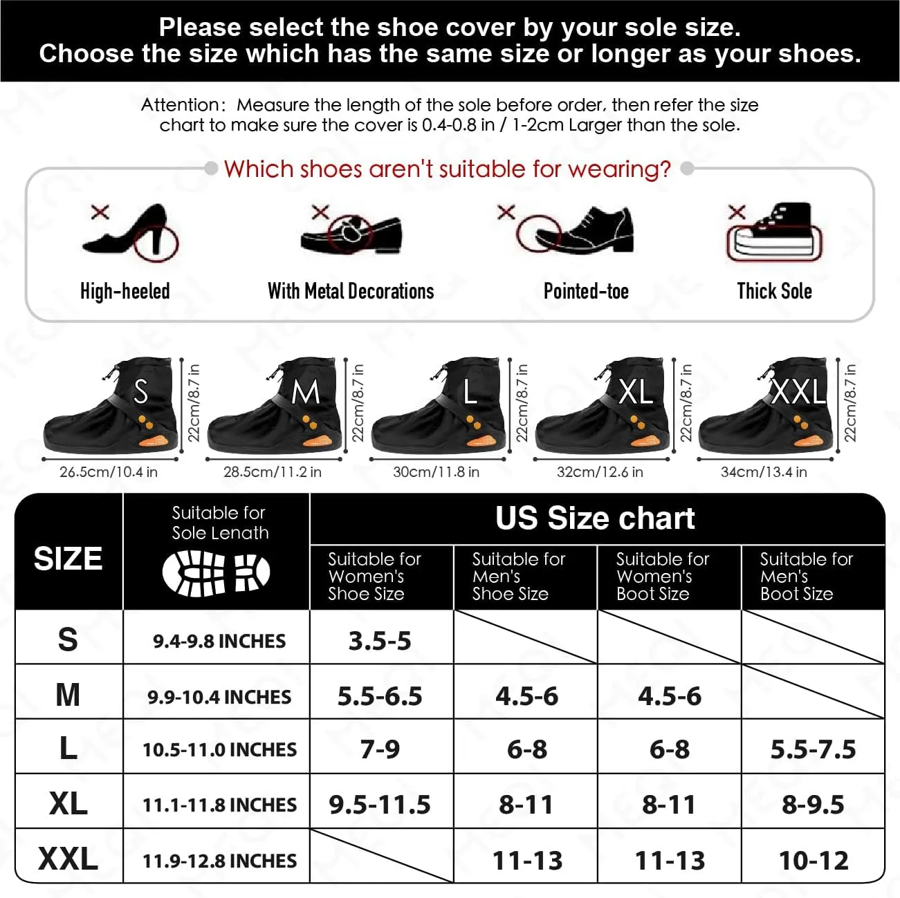 Waterproof Shoe Covers Rain Shoe Cover for Men Women