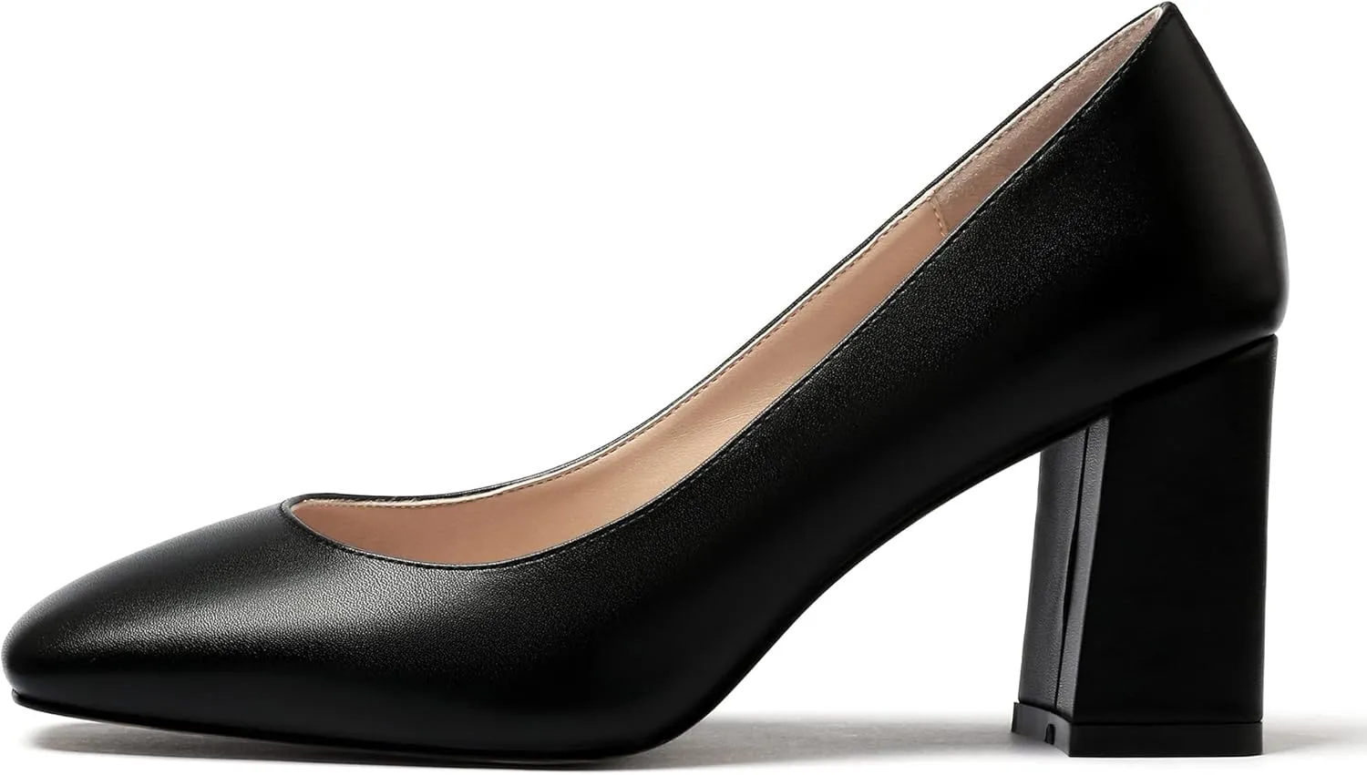 WAYDERNS Women's Matte Slip On Square Toe Block High Heel Pumps Evening Dress Shoes 3 Inch