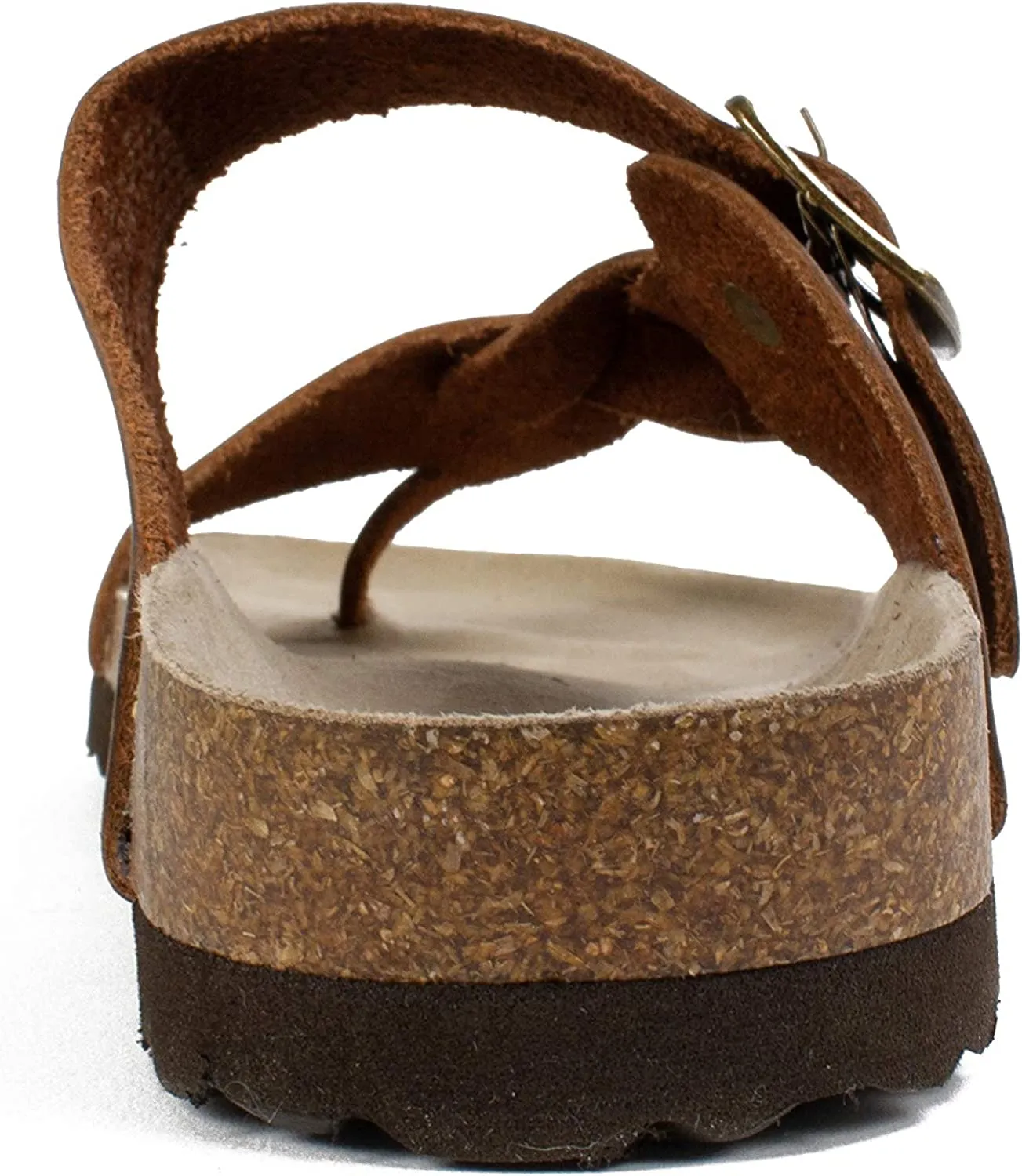 WHITE MOUNTAIN Shoes Crawford Women's Flat Sandal, Brown/Leather, 6 M