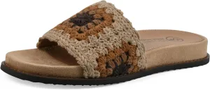 WHITE MOUNTAIN Women's Maxim Macrame Slide Sandal, Tan/Multi/Fab, 8 M