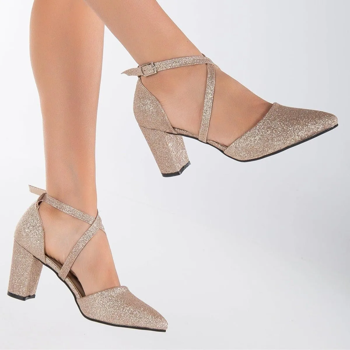 Women Chunky Block High Heel Mary Jane Pumps Shoes Criss-Cross Ankle Strap Closed Pointed Toe Cut-Out Dress Sandals Velvet Glitter Mary Jane Heels Buckle Office Party Dance Shoes 4-11 M US