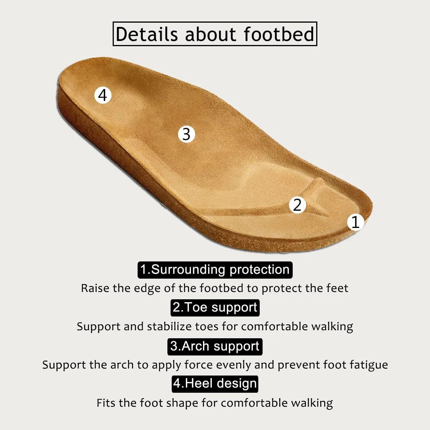Women Cork Slide Sandals, Adjustable Hook Loop, Comfortable Slip-on Summer Flat Sandals For Women