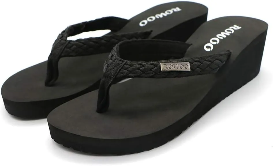 Women Platform Wedge No-Slip Thong Flip Flops High Heels Beach Dressy Sandals