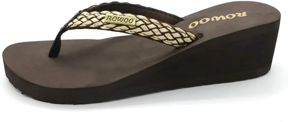 Women Platform Wedge No-Slip Thong Flip Flops High Heels Beach Dressy Sandals